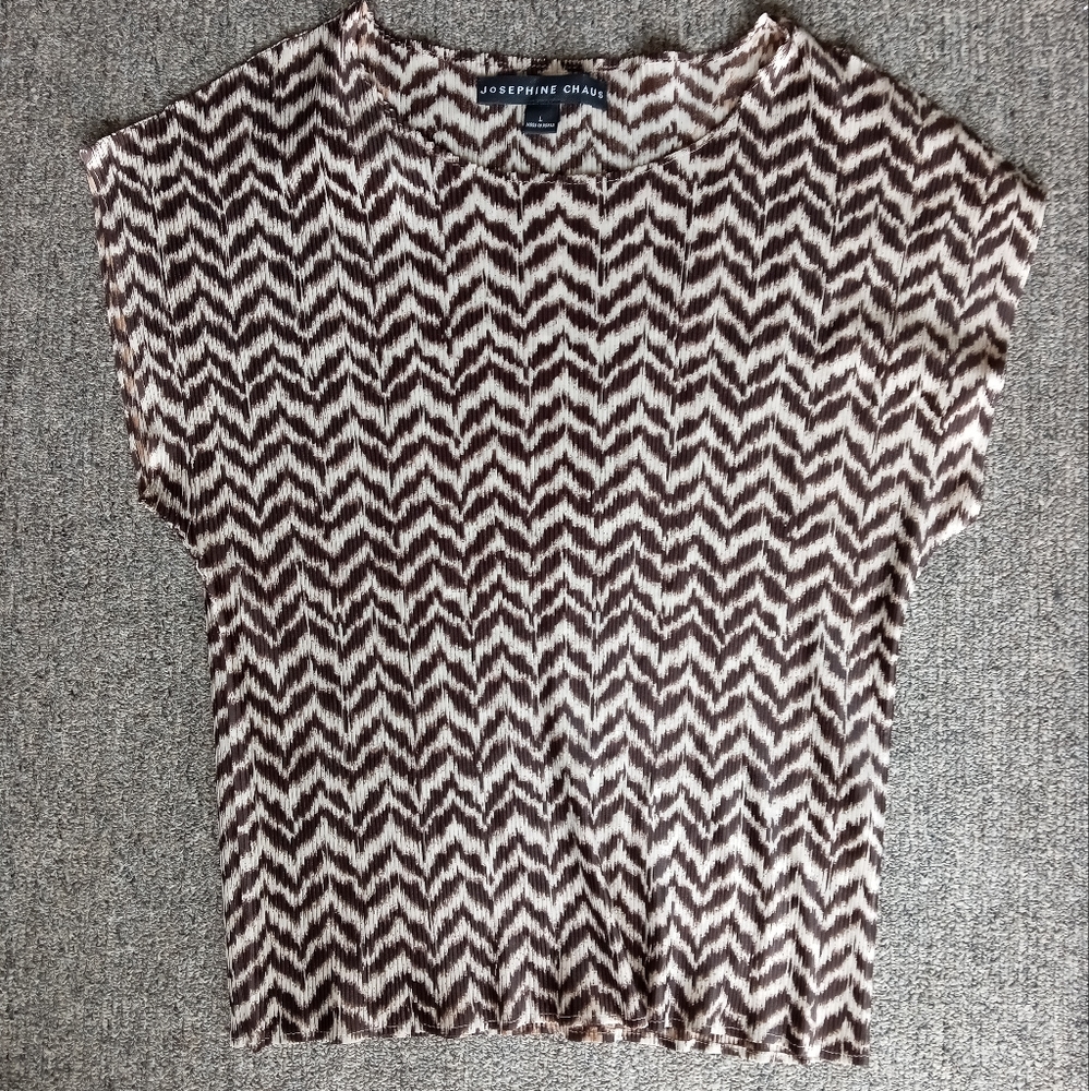 Josephine Chaus brown geometric print blouse size large